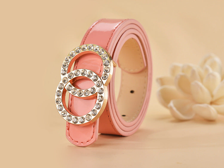 Women Buckle Shape  Leather Belt