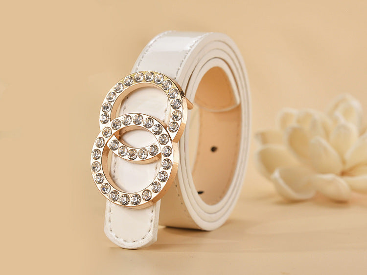 Women Buckle Shape  Leather Belt