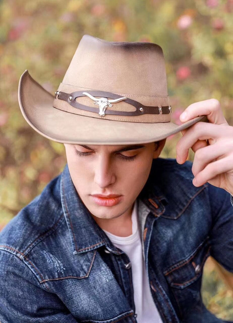 Men Cowboy Mongolian Leather Hat