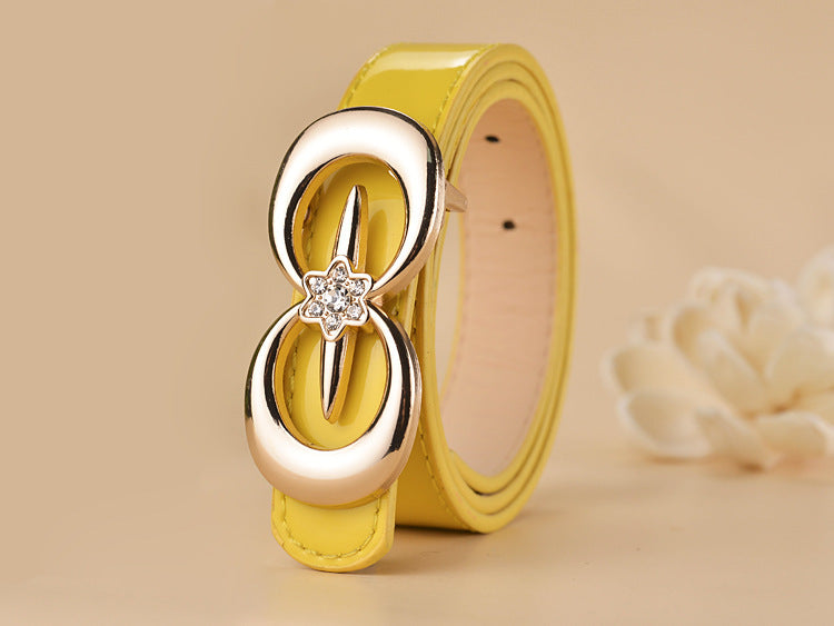 Women Buckle Shape  Leather Belt