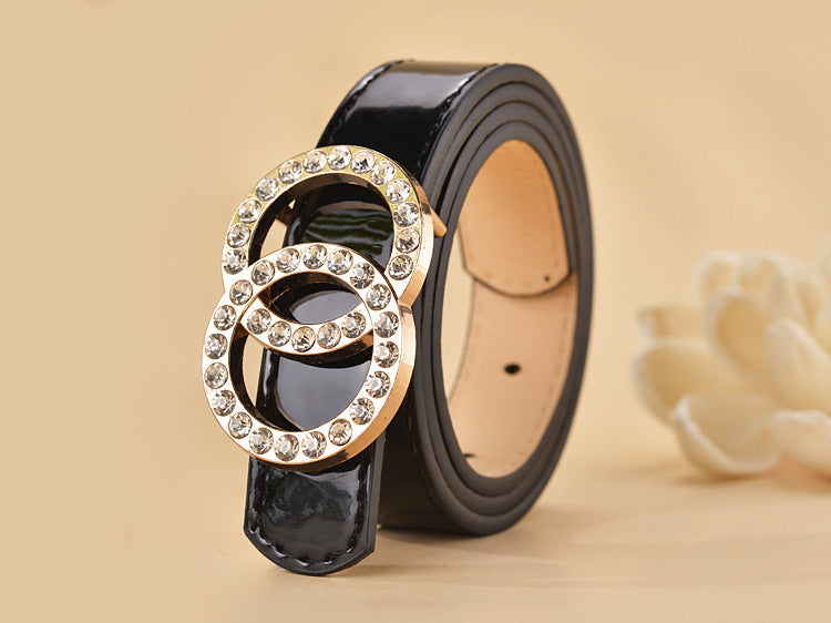 Women Buckle Shape  Leather Belt