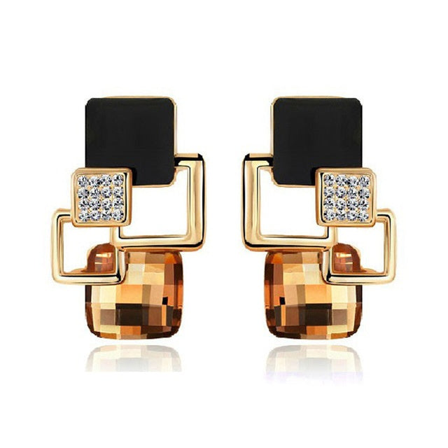 Classic Crystal Geometric Square Jewelry Set