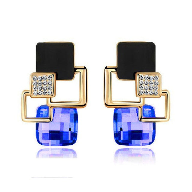 Classic Crystal Geometric Square Jewelry Set