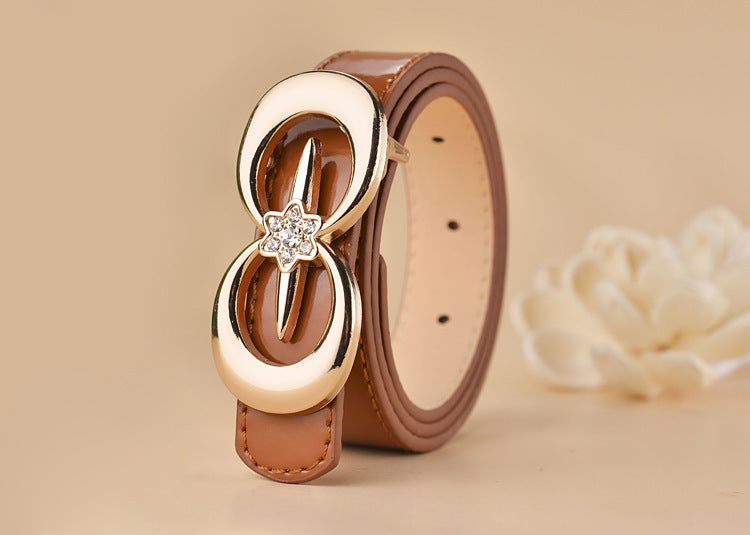 Women Buckle Shape  Leather Belt