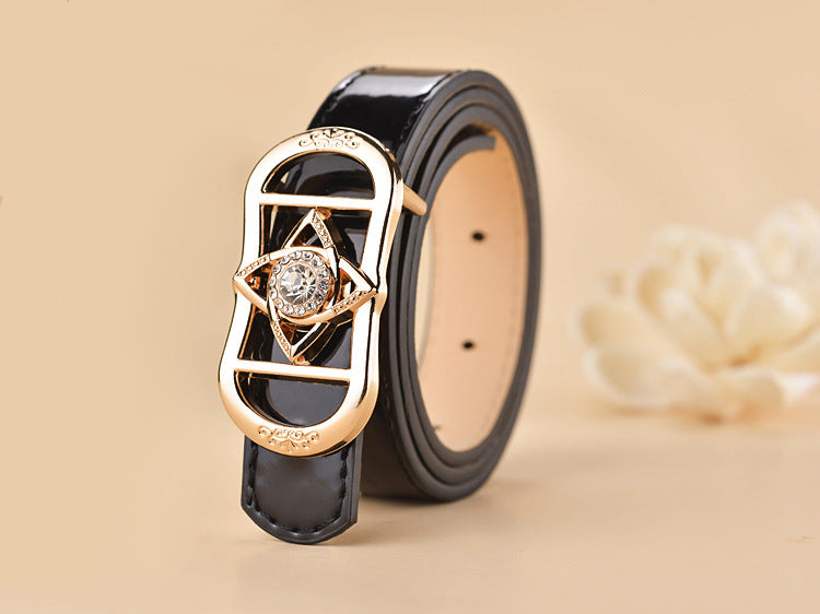 Women Buckle Shape  Leather Belt