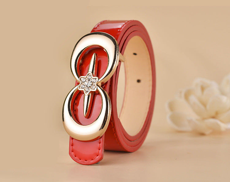 Women Buckle Shape  Leather Belt
