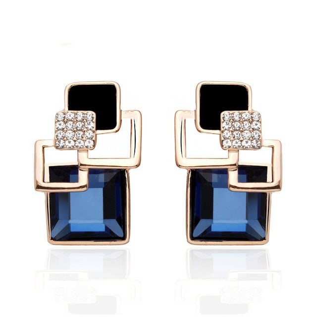 Classic Crystal Geometric Square Jewelry Set