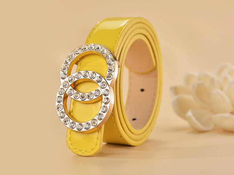 Women Buckle Shape  Leather Belt