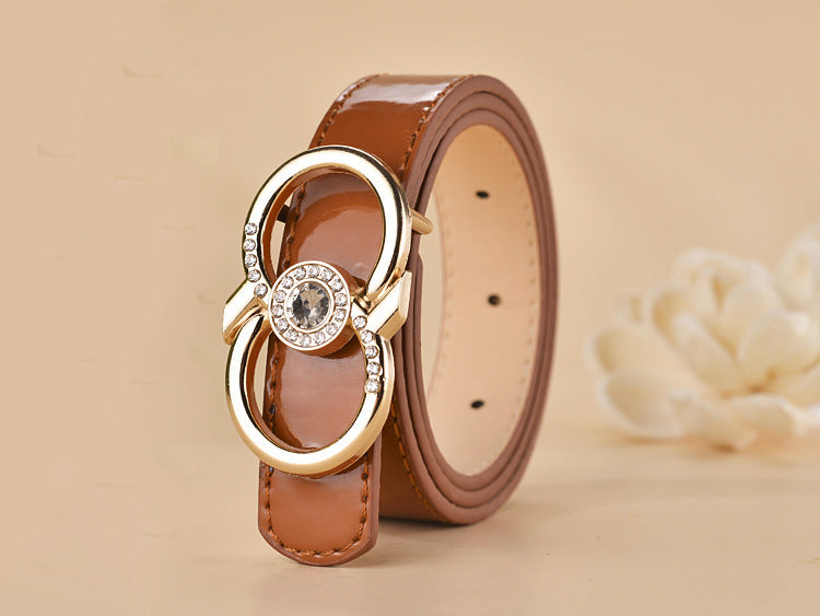 Women Buckle Shape  Leather Belt