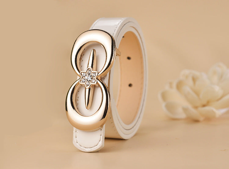 Women Buckle Shape  Leather Belt