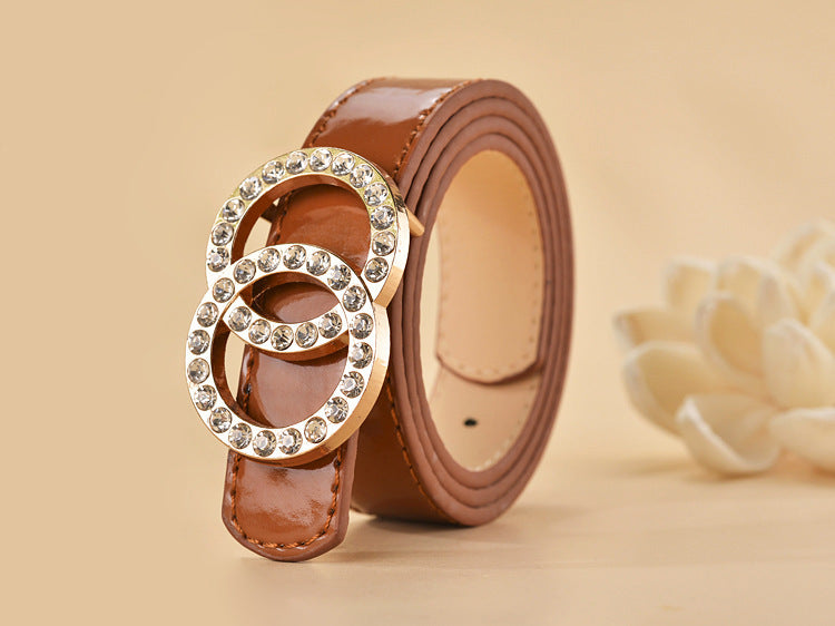 Women Buckle Shape  Leather Belt