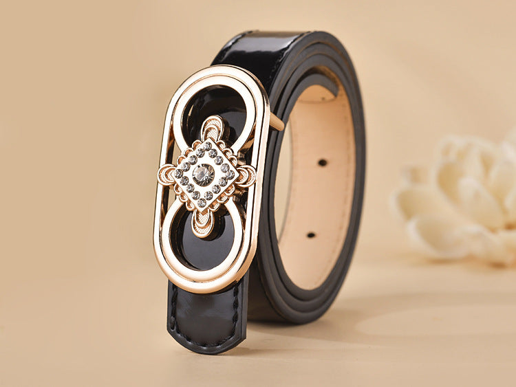 Women Buckle Shape  Leather Belt
