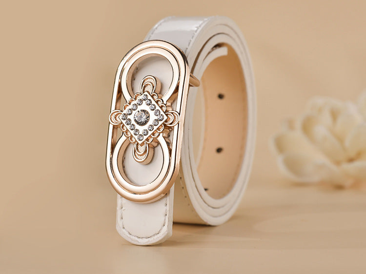 Women Buckle Shape  Leather Belt