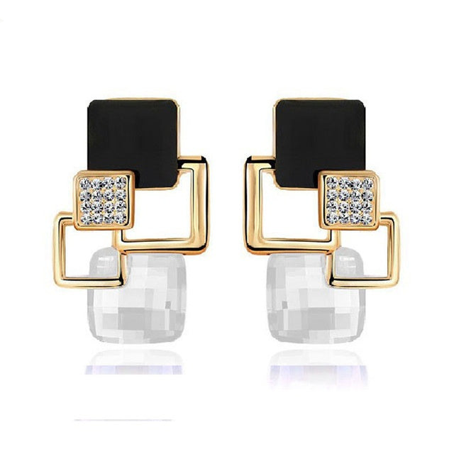 Classic Crystal Geometric Square Jewelry Set