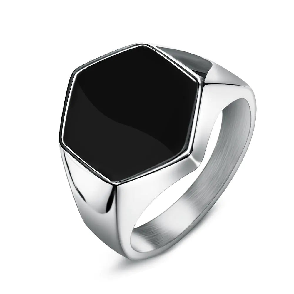 Men's Stainless Steel Stone Fashion Ring