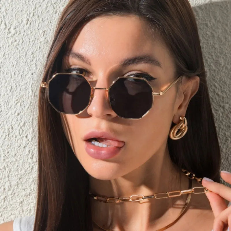 Vintage Octagon Small Frame Square Sunglasses