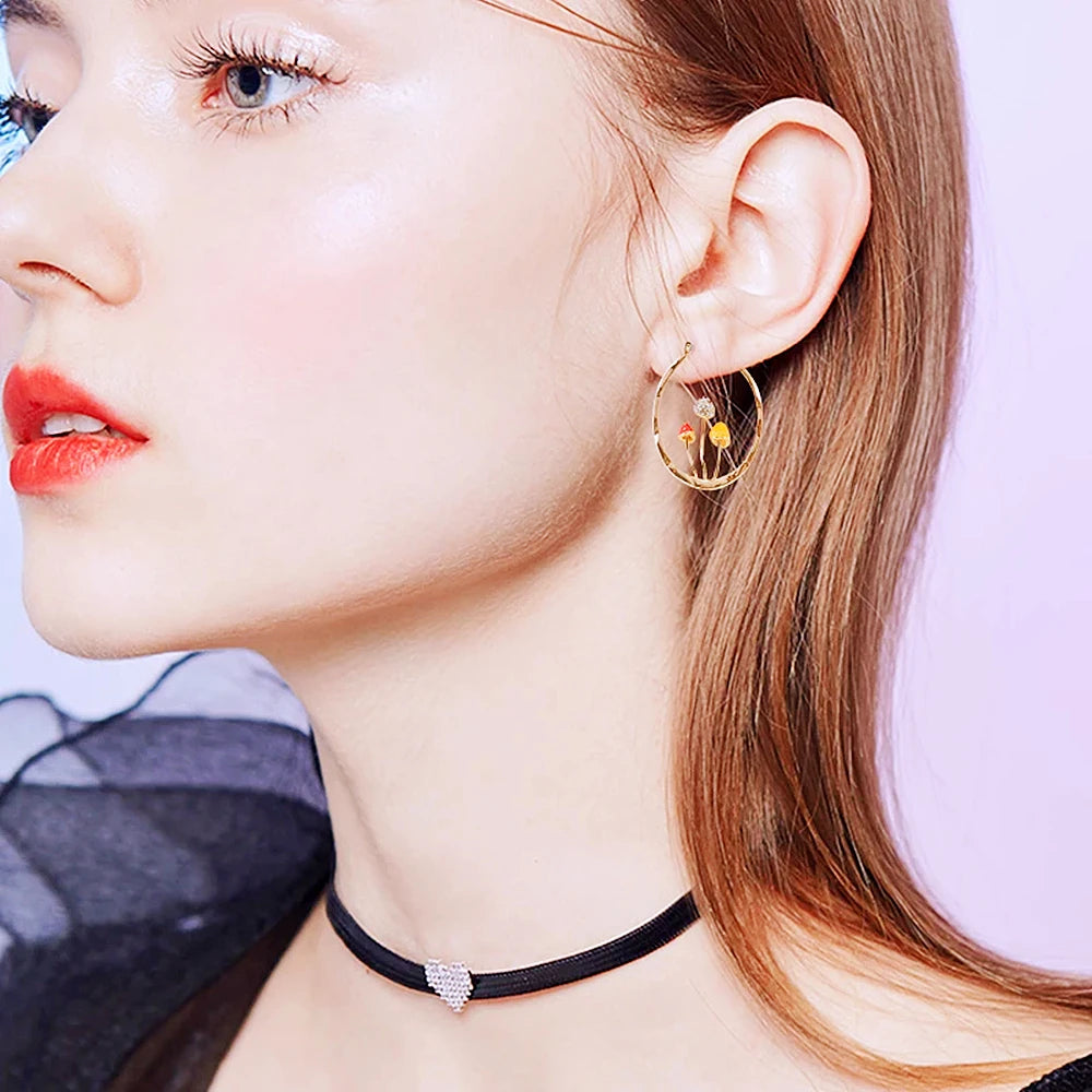 Makersland Mushroom Necklace and Earrings Set For Women