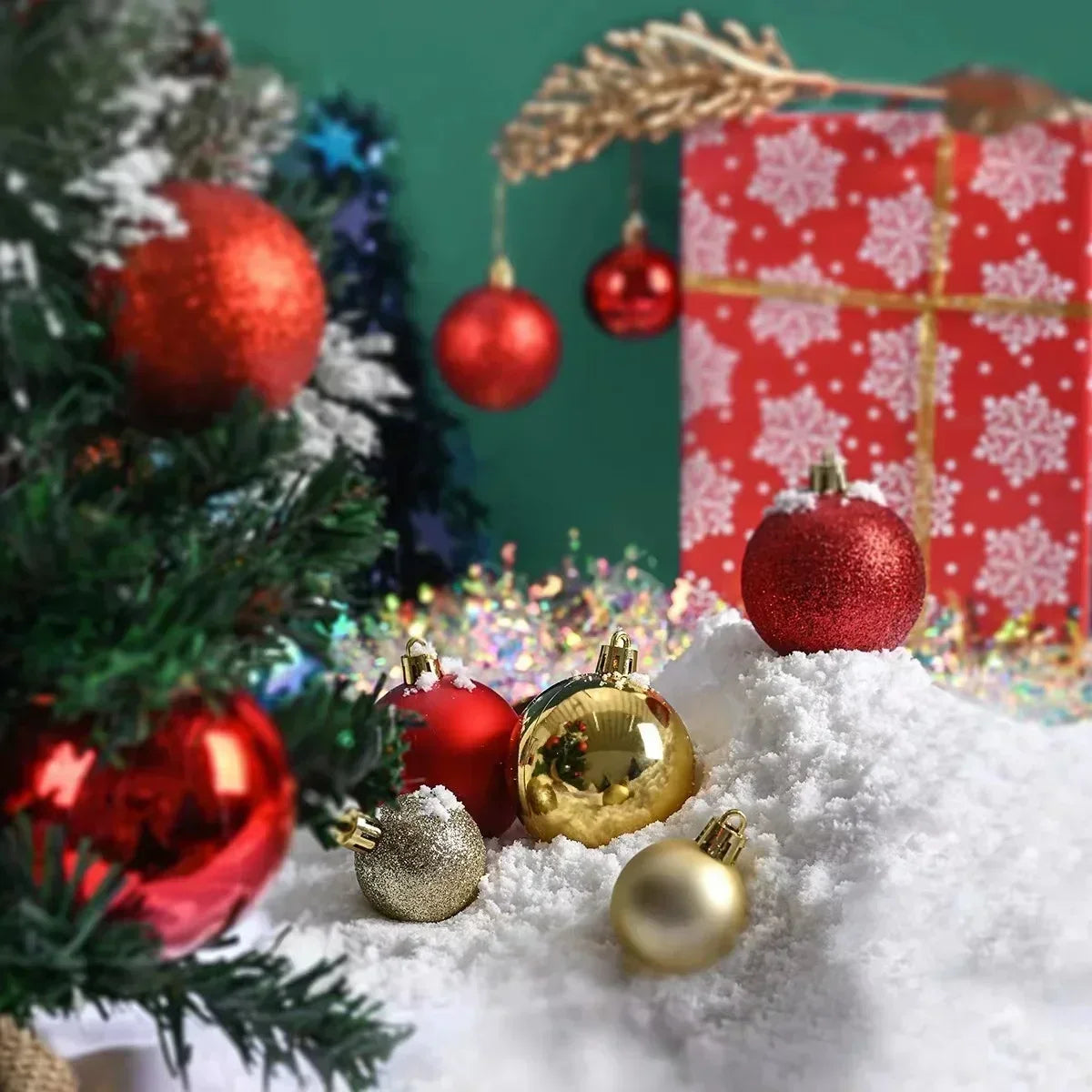Christmas Ball Ornaments Set Painted Plastics Tree Pendant Decoration Accessories
