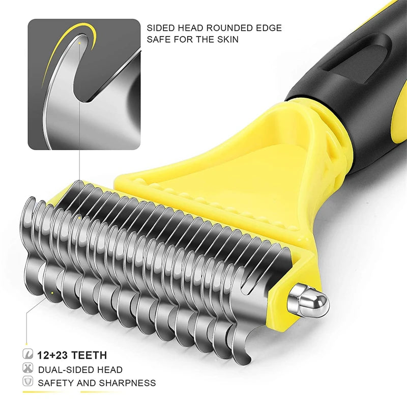 Pet Stainless Steel Two-Sided Shedding Brush