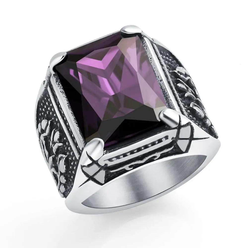 Men's Stainless Steel Stone Fashion Ring