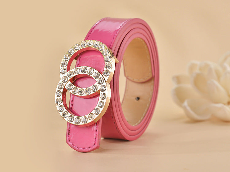Women Buckle Shape  Leather Belt
