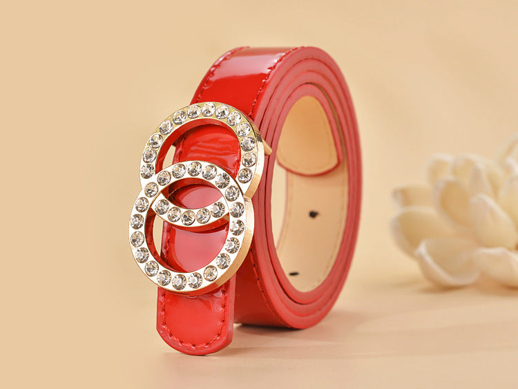 Women Buckle Shape  Leather Belt