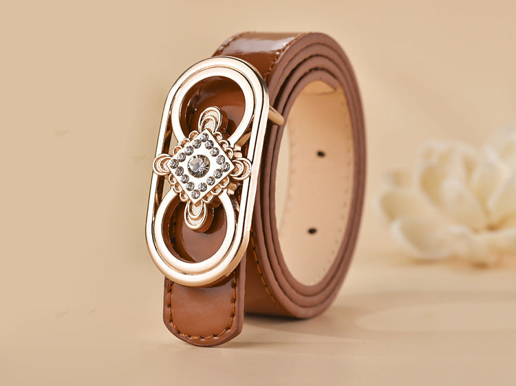 Women Buckle Shape  Leather Belt