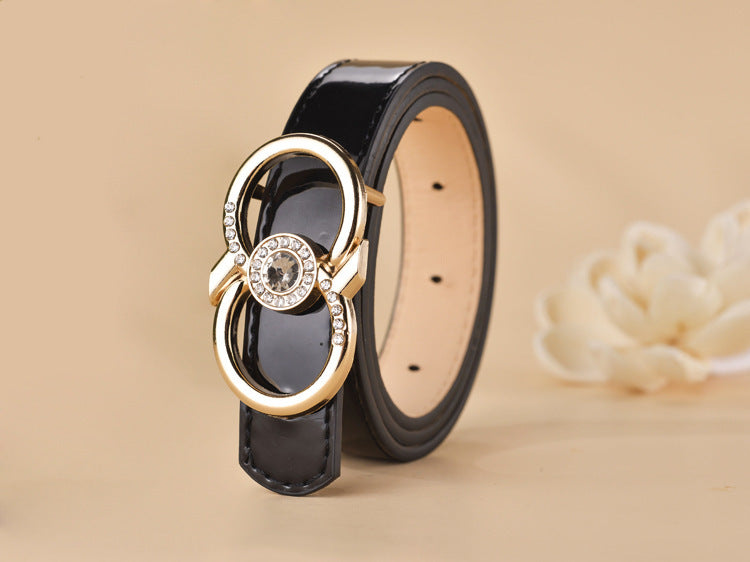 Women Buckle Shape  Leather Belt