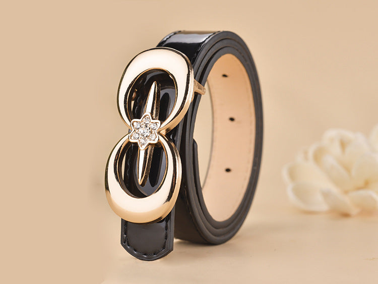 Women Buckle Shape  Leather Belt