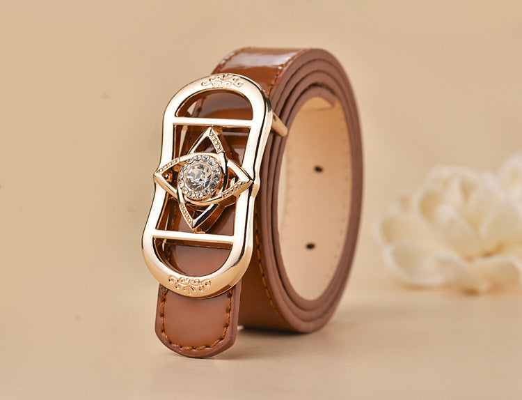 Women Buckle Shape  Leather Belt