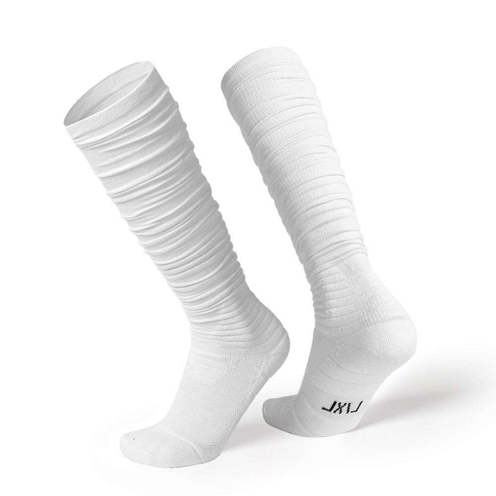 Extra Long Bunching Socks Adult Rugby Socks Thickened Shock-absorbing Terry Cotton Stockings Black And White Socks