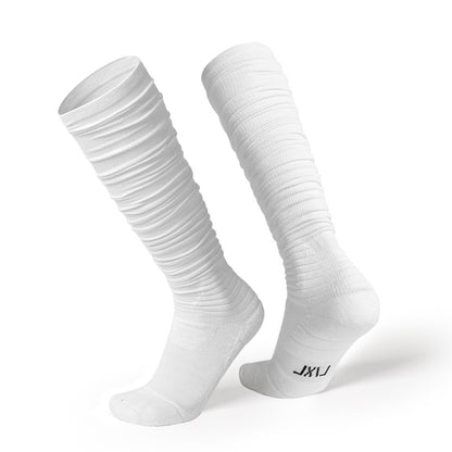 Extra Long Bunching Socks Adult Rugby Socks Thickened Shock-absorbing Terry Cotton Stockings Black And White Socks