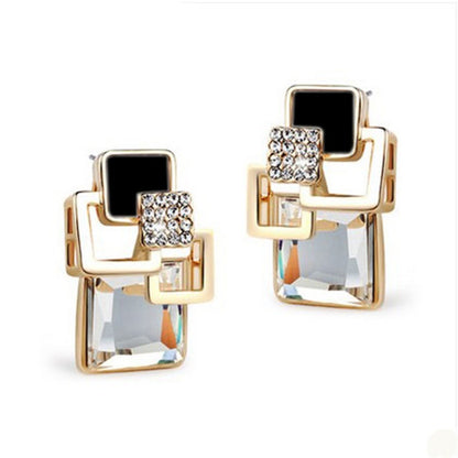 Classic Crystal Geometric Square Jewelry Set