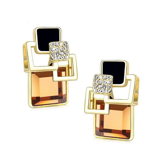 Classic Crystal Geometric Square Jewelry Set