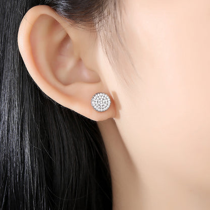Women  Hip Hop 9MM Round Cubic Zirconia Earring