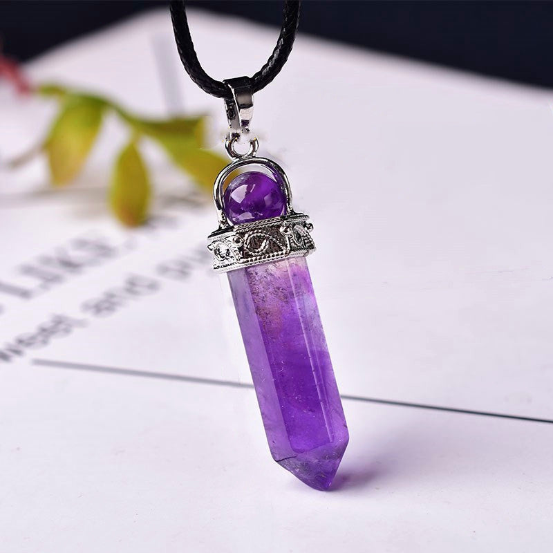 Men Reiki Point Raw Gem Necklace