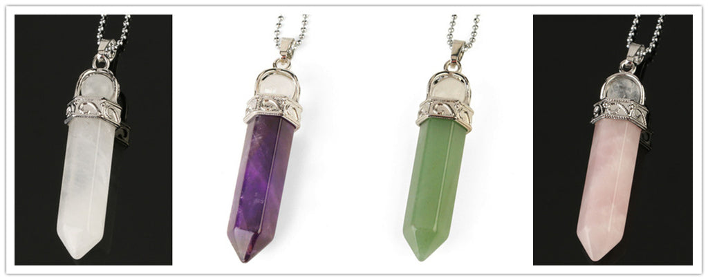 Men Reiki Point Raw Gem Necklace