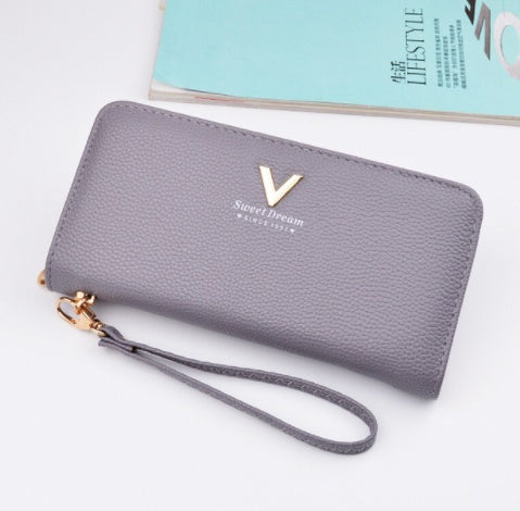 Women Leather Long Zipper Purses