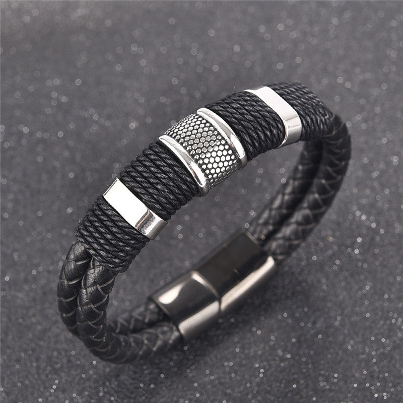 Men Braid Woven Leather Fashion  Bracelet