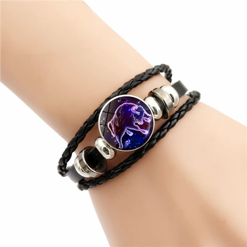 Time Beaded Leather Beaded Bracelet