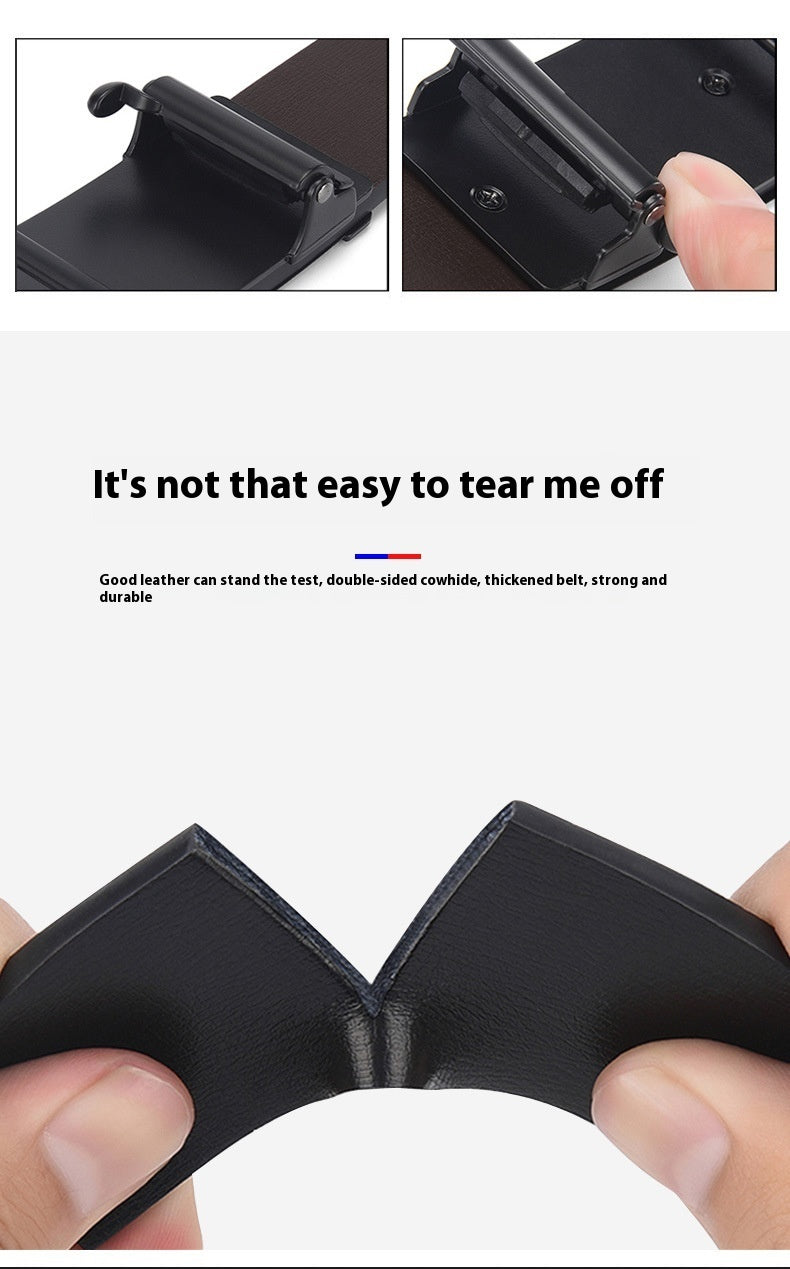 Automatic Leather Buckle Cowhide Casual Business Men's Pant Belt