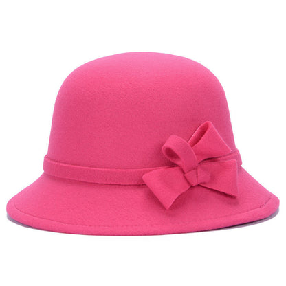 Women Faux Wool Bowler Fleece Hat