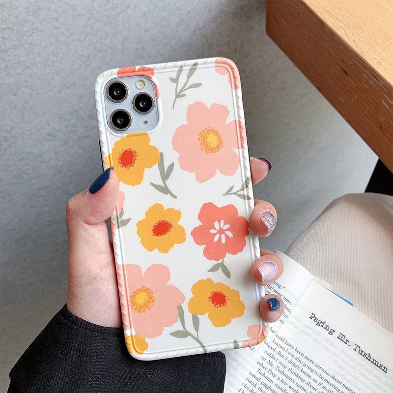 Painted flower and leaf cell phone case
