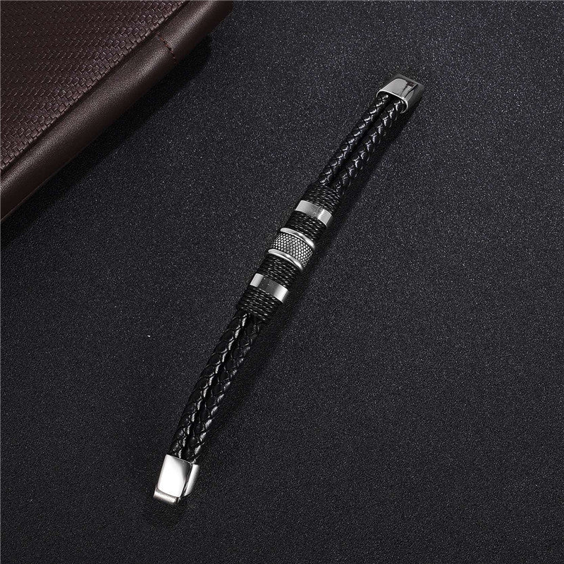 Men Braid Woven Leather Fashion  Bracelet