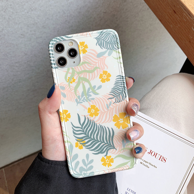 Painted flower and leaf cell phone case