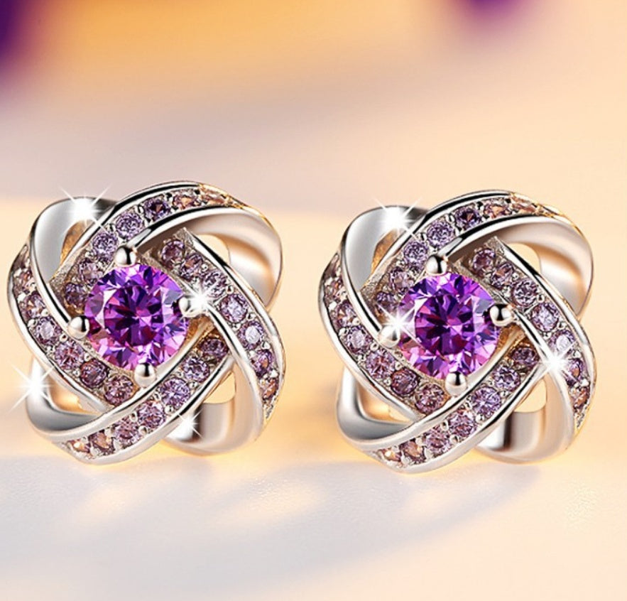 Women Crystal Flower Earrings