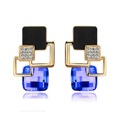 Classic Crystal Geometric Square Jewelry Set