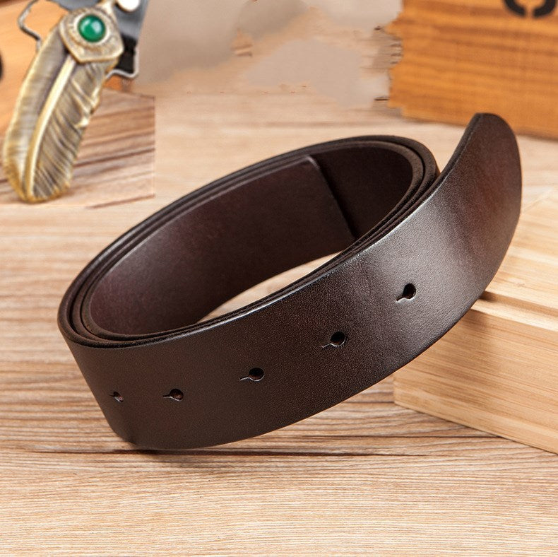 Men's First Layer Cowhide One-leaf Flat Boat Belt