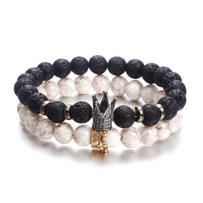 Men Fashion Lava Natural Stone Beads Bracelet