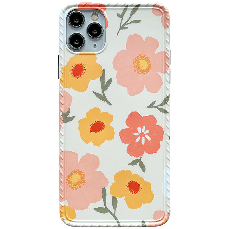Painted flower and leaf cell phone case